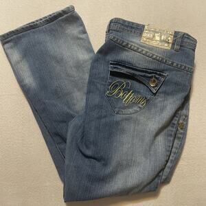 Apple Bottom Jeans Size 16 30” Y2K Gold Embroidered Stretch Vintage Women’s Plus